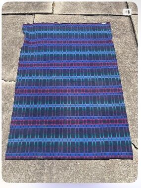 VTG 90’s LL Bean Cobalt Multi Wool, Double Sided Throw, 60x84, Heavy, EUC